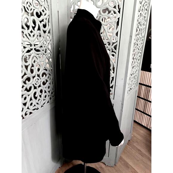 Pure Jill Long Black Cardigan/Dress Coat/Tunic Jacket-Off Center Snap Front-Sz M - Picture 5 of 8